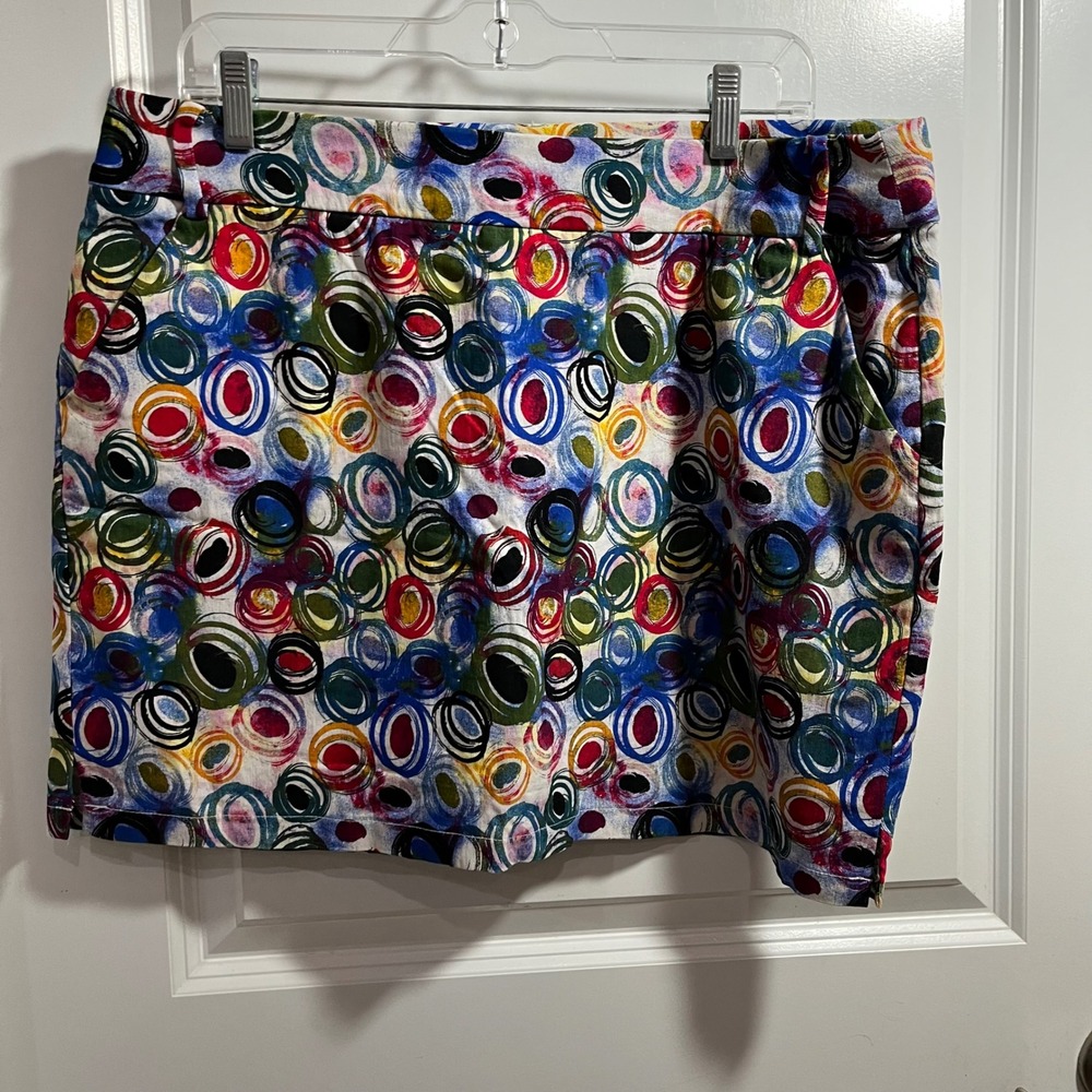 ATTYRE New York Multi Color Abstract Circle Print Skort Size 14 3049411